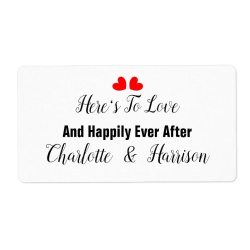 Heres To Love  Wedding Favor label