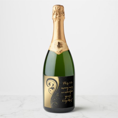 Heres to More Wonderful Years Wedding Anniversary Sparkling Wine Label