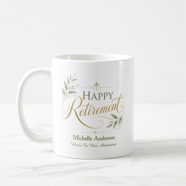 Here's To New Adventures Personalized Name Coffee Mug (Left)