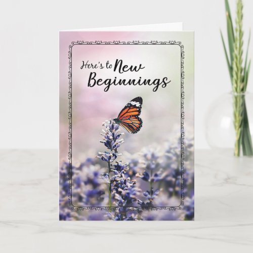 Heres to New Beginnings with Butterfly Card