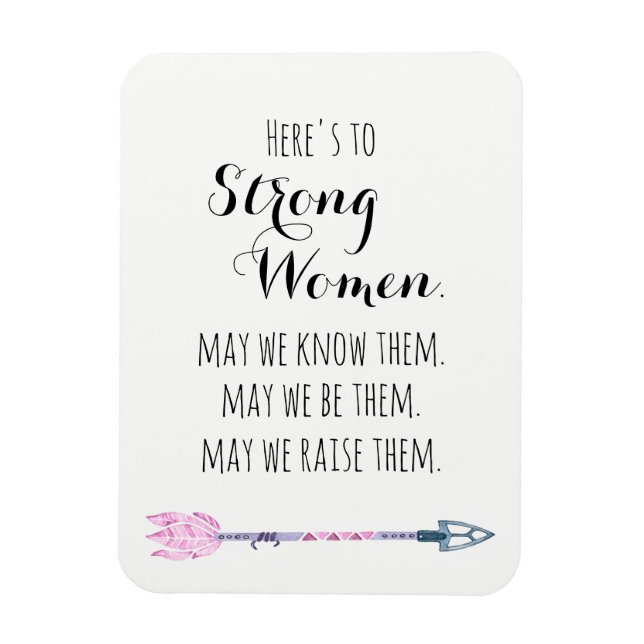 Here's to Strong Woman Quote Tribal Arrow Lilac Magnet (Vertical)