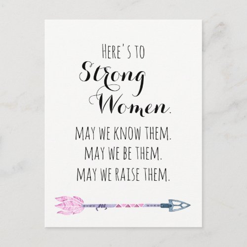 Heres to Strong Woman Quote Tribal Arrow Postcard