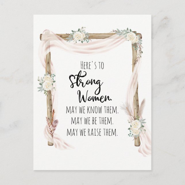Here's to Strong Woman Quote Tribal Boho Postcard (Front)