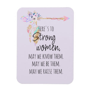 Here's to Strong Women Boho Floral Arrow Lilac Magnet