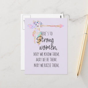 Here's to Strong Women Boho Floral Arrow Lilac Postcard