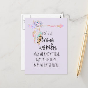 Here's to Strong Women Boho Floral Arrow Lilac Postcard