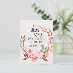 Here's to Strong Women Pink Peony Postcard