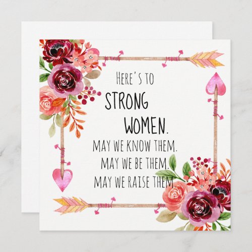 Heres to Strong Women Quote Tribal Arrow Floral 