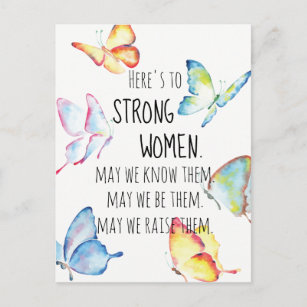 Here's to Strong Women Watercolor Butterflies Postcard