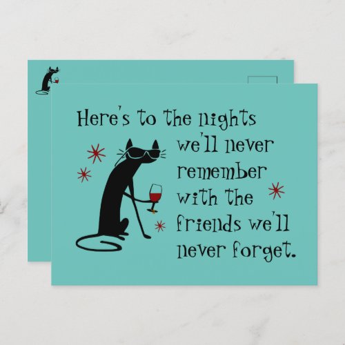 Heres to the Nights Friends Wine Toast Postcard