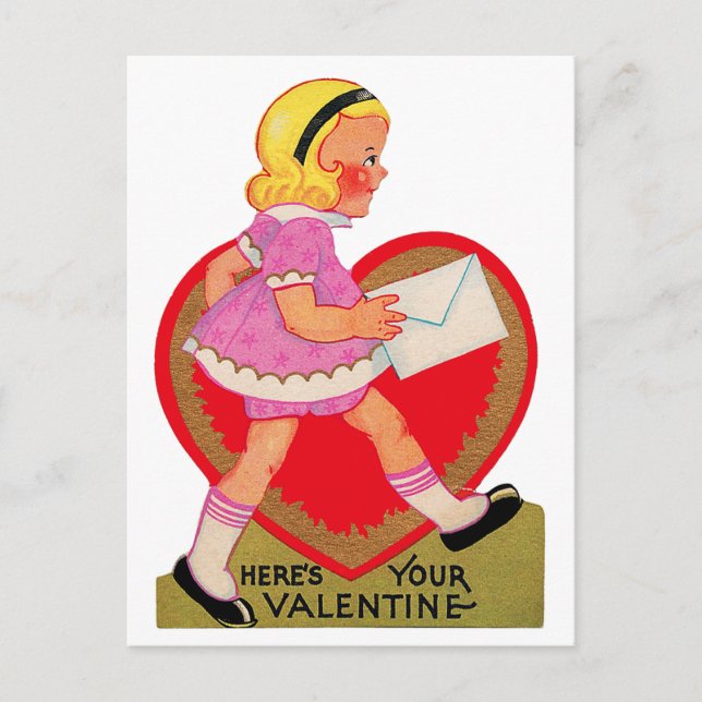 Here's Your Valentine Girl Holiday Postcard (Front)