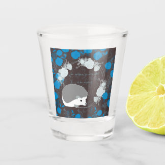 hérisson, vee fleur, bleu, mandala, zen, chakra shot glass