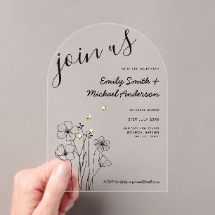 Heritage Acrylic Bee & Botanical Arch Wedding Acrylic Invitations