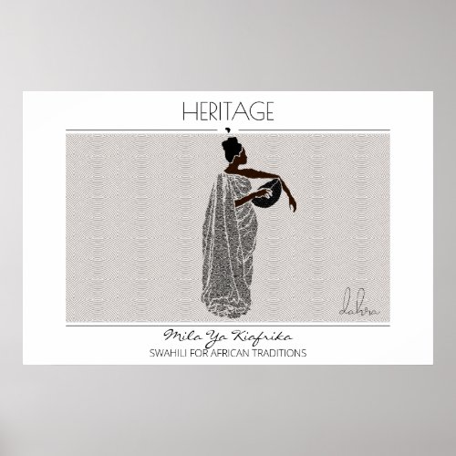 Heritage African Black Woman Holding a Bowl Poster