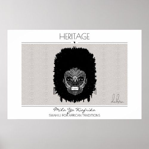 Heritage African Woman with Tribal Face Marks Poster