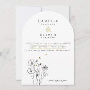 Heritage Bee Modern Botanical Wedding Invitation