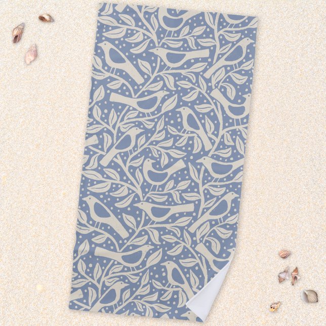 Heritage Birds and Branches Nature Beach Towel (Heritage Arts and Crafts style birds and branches beach towel)