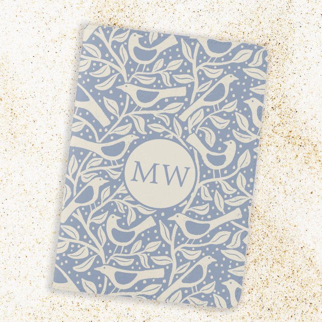 Heritage Birds Monogram Passport Holder (Modern Arts and Crafts inspired bird branch pattern personalized monogram initials passport cover)