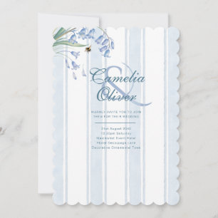 Heritage Bluebells Bees Floral Stripes Wedding Invitation