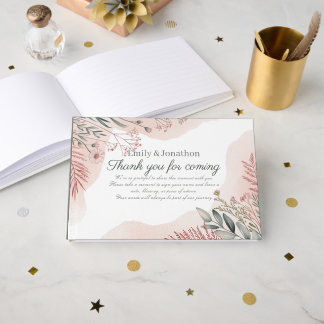 Heritage Blush Pink Floral Wedding Garden Boho Guest Book