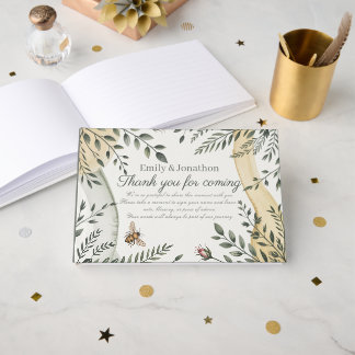 Heritage Botanical Bee Wedding Rustic Garden Boho Guest Book