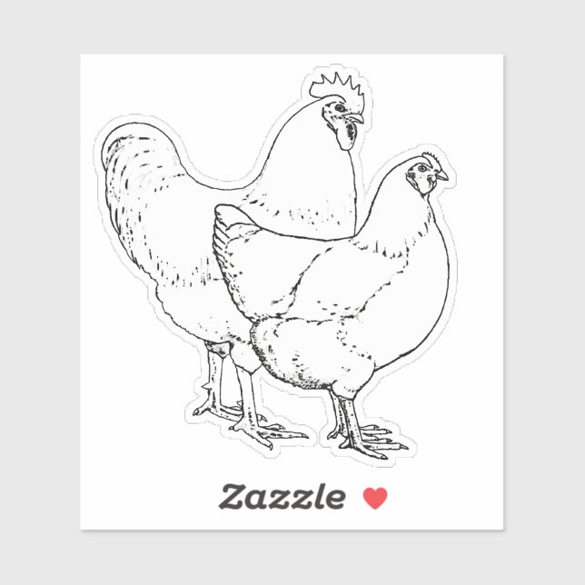 Heritage Breed Chickens - Rooster and Hen Sticker (Sheet)