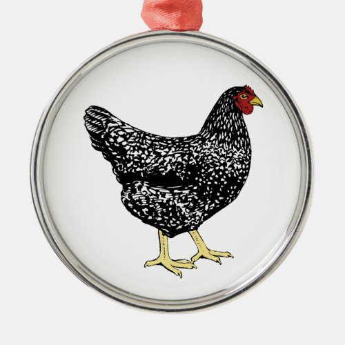 Heritage Breed Laying Hen _ Barred Plymouth Rock Metal Ornament