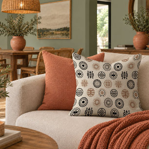 Heritage Brown African Motifs Accent Pillow Art