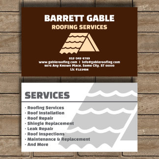 Heritage Brown Roofing Contractor Business Card