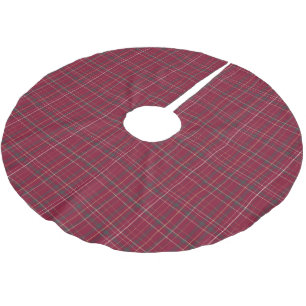 HERITAGE   Burgundy Tartan Holiday Brushed Polyester Tree Skirt
