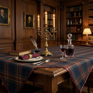 Heritage Burgundy Tartan Plaid Luxury Old Money Tablecloth