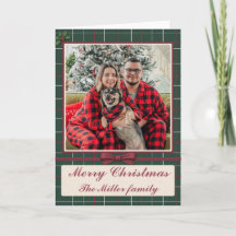 Heritage Christmas Green Plaid Burgundy Bow Family