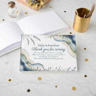 Heritage Coastal Blue Wedding Wedding Beach Boho Guest Book