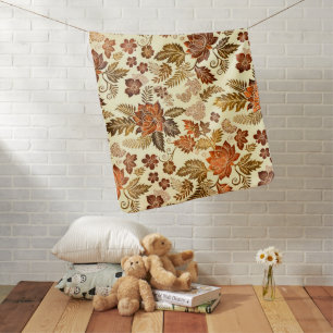 Heritage Copper Warm Gold Floral Design Baby Blanket