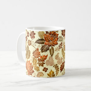 Heritage Copper Warm Gold Floral Design Coffee Mug