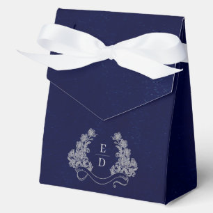 Heritage Crest Monogram Navy Heritage Wedding Favor Boxes