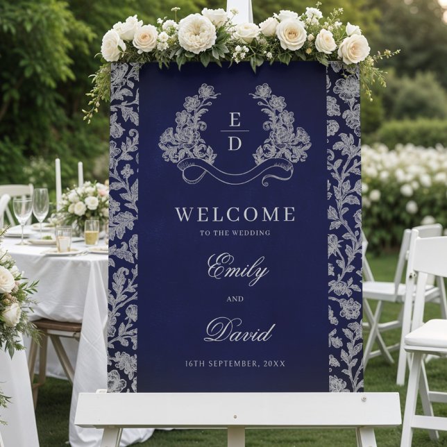 Heritage Crest Monogram Wedding Welcome Foam Board (Creator Uploaded)