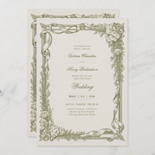 Heritage   Edwardian Ribbon Garland Wedding Invitation