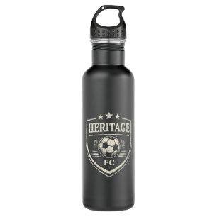Heritage FC Minimalist Soccer Shield Illustration Stainless Steel Water Bottle