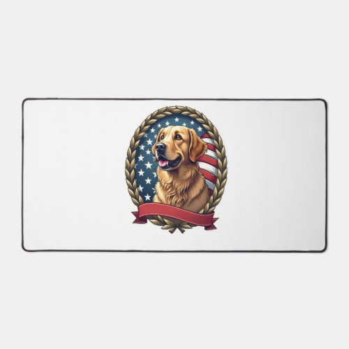 Heritage Golden Retriever Patriotic Vintage Tee Desk Mat