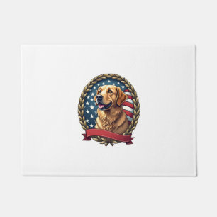 Heritage Golden Retriever Patriotic Vintage Tee Doormat
