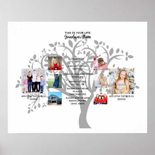 Heritage Grandma PHOTO COLLAGE Life Story Keepsake Poster