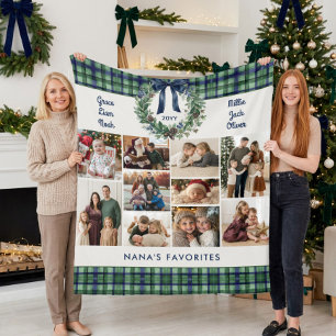 Heritage Green Navy Tartan Nanas Favorites Photo Fleece Blanket