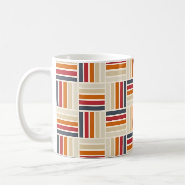 Heritage Grid Quilt seamless pattern Coffee Mug (Left)