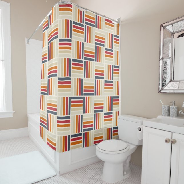 Heritage Grid Quilt seamless pattern Shower Curtain (In Situ)