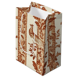 Heritage Hen Floral Stripe Toile Pattern Medium Gift Bag