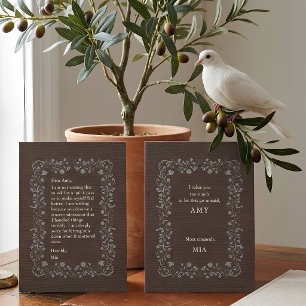 Heritage Linen & Silver Embroidered-look Apology Thank You Card
