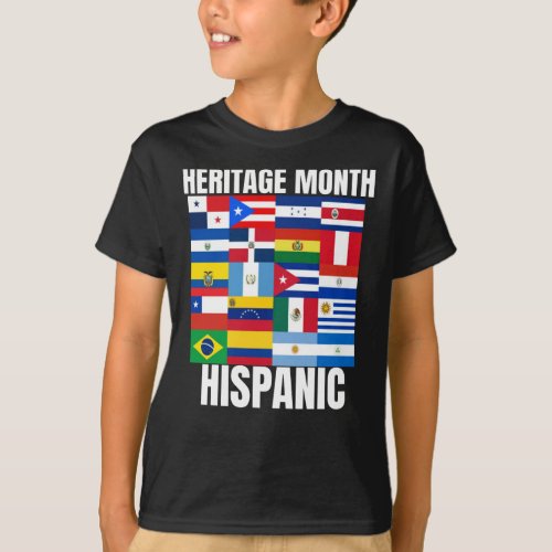 Heritage Month Hispanic spanish country flags T_Shirt