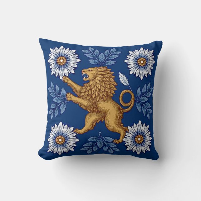 Heritage Motif Lion Throw Pillow (Front)