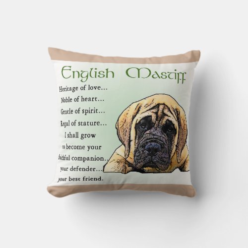 Heritage of Love English Mastiff Throw Pillow